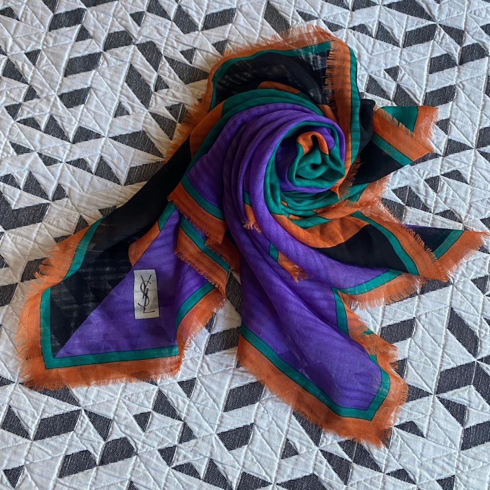 YSL vintage color block scarf